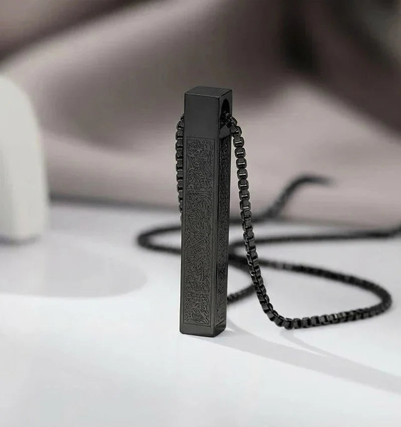 Islamic Ayat-ul-Kursi Bar Pendant Necklace